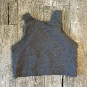 Athleta high neck cropped tank / bra charcoal gray sz S bra pads included